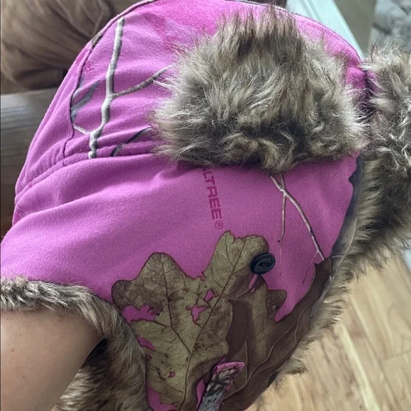 3M Thinsulate Pink and Brown Fur Kids Hat real tree camo - Picture 10 of 10